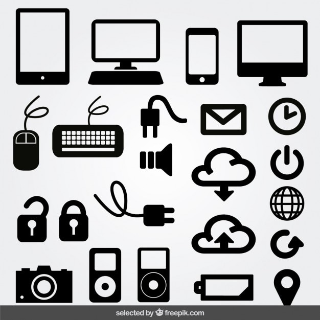 Download Iconos monocromáticos de internet | Vector Gratis