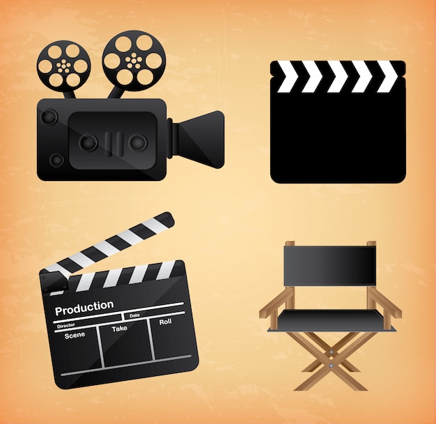 Iconos De Peliculas | Vector Premium