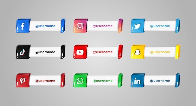 Iconos De Redes Sociales Con Nombre De Usuario Vector Premium