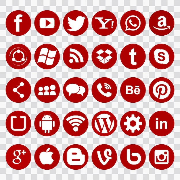 iconos rojos para redes sociales
