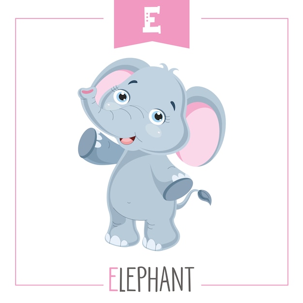 Ilustración Del Alfabeto Letra E Y Elefante Vector Premium