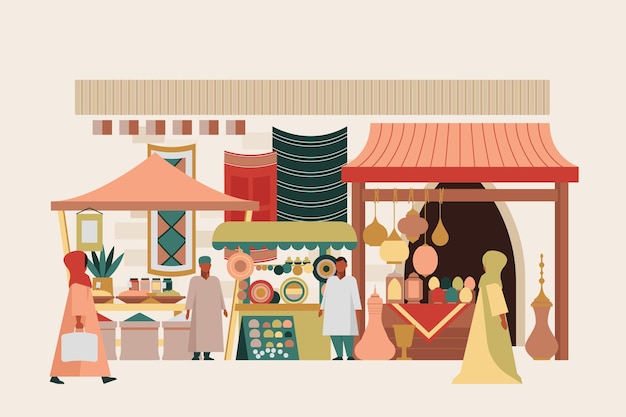 Ilustración De Bazar árabe Vector Gratis