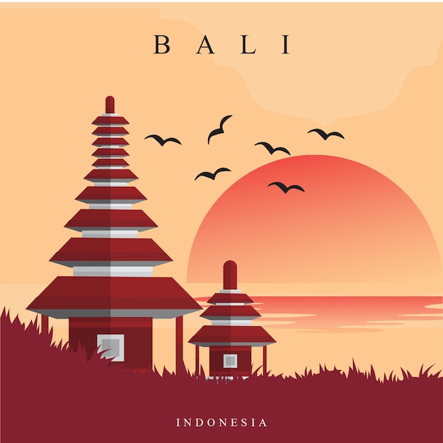 Ilustraci N De Bedugul Bali Vector Premium