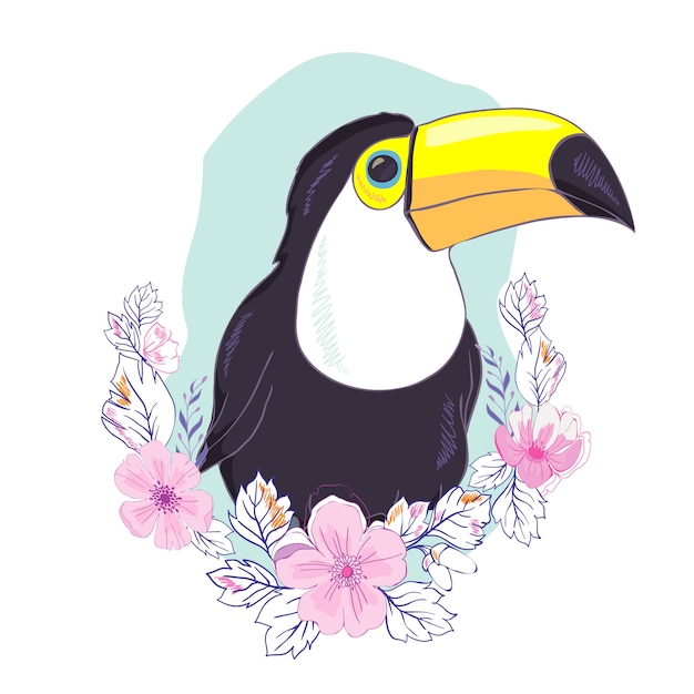 Una Ilustracion De Un Bonito Tucan En Formato Vectorial Una Linda Imagen De Pajaro Tucan Para La Educacion Y Diversion De Los Ninos En Guarderias Y Escuelas Y Con Fines Decorativos