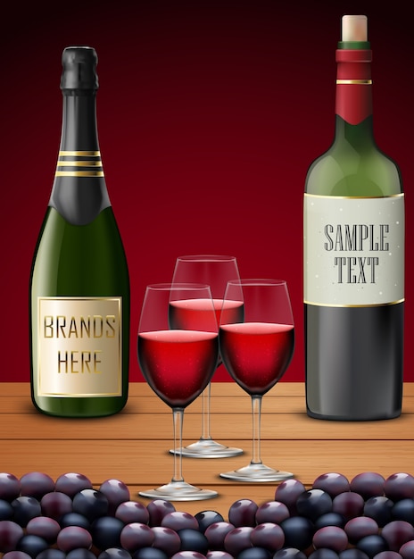 Ilustraci N De Botellas De Champ N Realistas Vector Premium