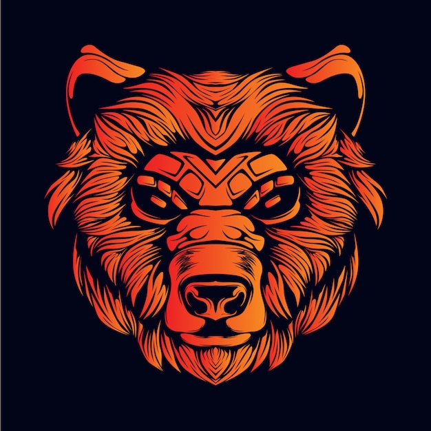 Ilustraci N De Cabeza De Oso Naranja Vector Premium