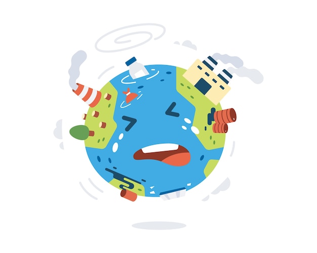 Ilustracion De Calentamiento Global Con Tierra Linda Vector Premium