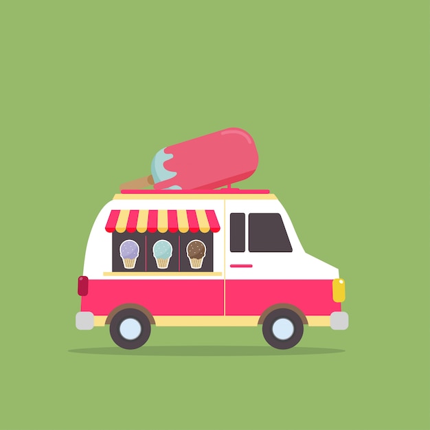 Ilustración de camión de helados Vector Premium