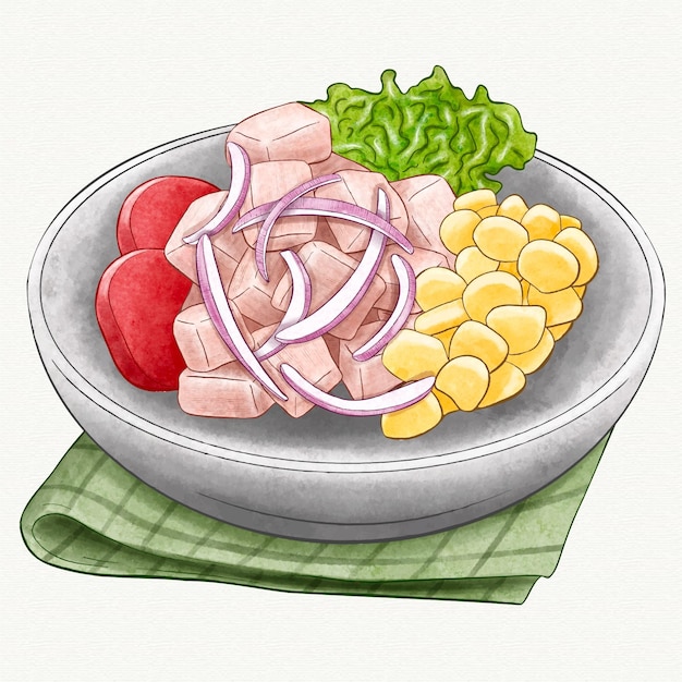 Ilustración de ceviche de acuarela Vector Gratis