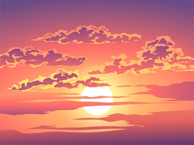 Ilustración De Cielo Nublado Al Atardecer Vector Premium 5446