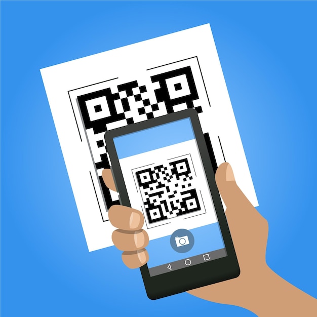 Ilustración de código qr de escaneo de teléfono inteligente | Vector Gratis