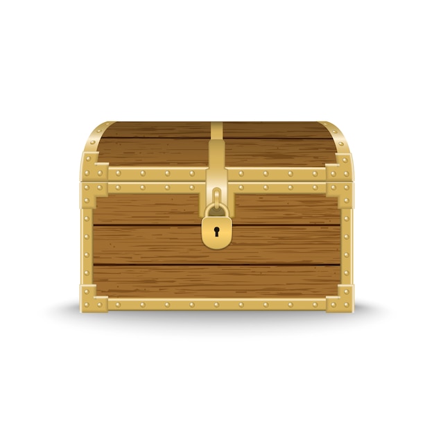 Ilustración de cofre de madera realista | Vector Premium