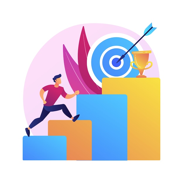 Ilustración de concepto abstracto de ambición. ambición empresarial, determinación, establecer grandes objetivos, hacer una carrera rápida, tener confianza en sí mismo, conseguir lo que quiere, deseo de éxito vector gratuito