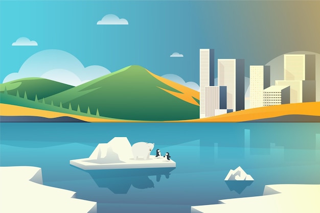 Ilustración De Concepto De Cambio Climático Degradado | Vector Premium