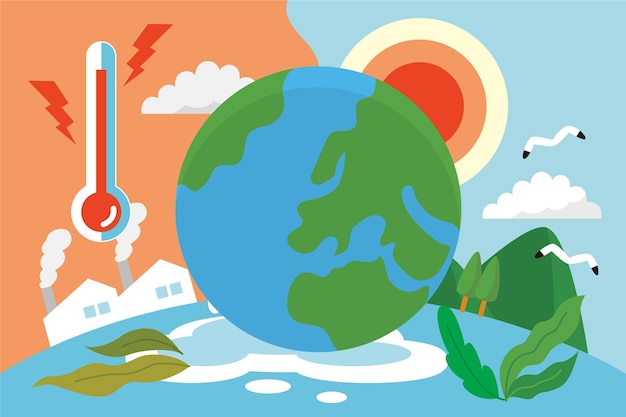 Ilustración De Concepto De Cambio Climático Plano | Vector Premium