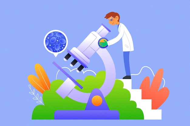 Ilustraci N Del Concepto De Ciencia Con Microscopio Vector Gratis