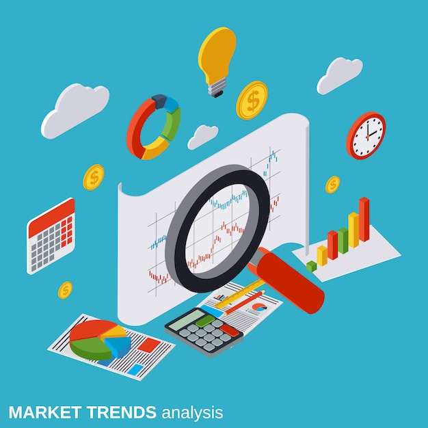 Ilustración De Concepto De Vector De Análisis De Tendencias De Mercado ...