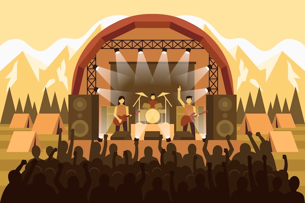 Ilustración de concierto al aire libre Vector Gratis