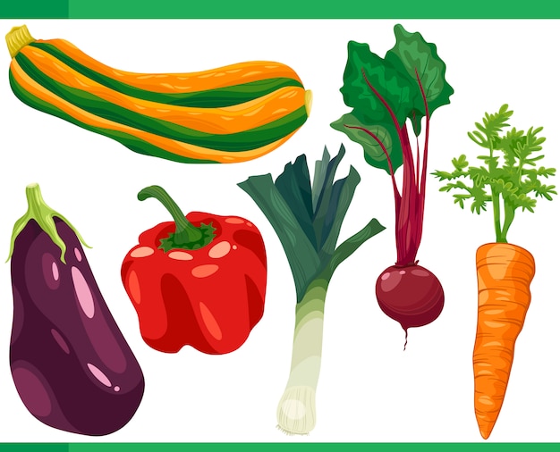 Ilustraci N De Conjunto De Dibujos Animados De Verduras Vector Premium