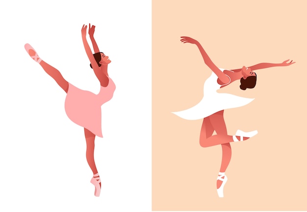 Ilustración De Conjunto Plano Hermosa Bailarina Belleza Del Ballet Clásico Joven Bailarina De 6150