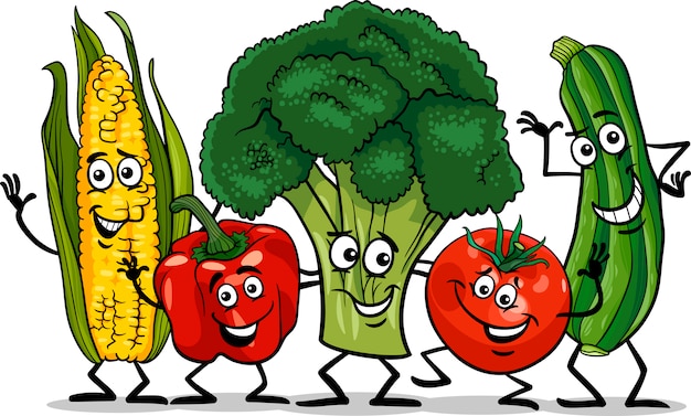 Ilustraci N De Dibujos Animados De Grupo De Verduras C Micas