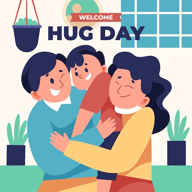 Ilustración del día del abrazo plano Vector Gratis