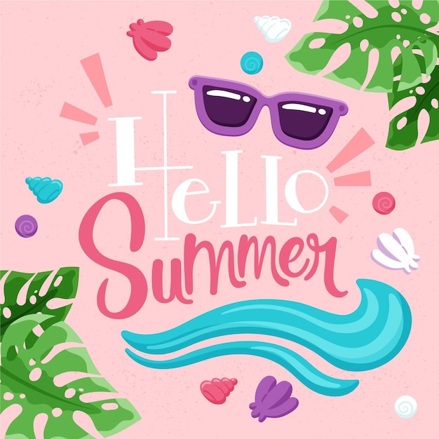 Ilustración dibujada a mano con mensaje de hola verano | Vector Gratis