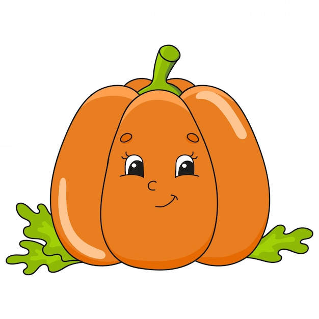 Ilustración de dibujos animados de calabaza naranja Vector Premium