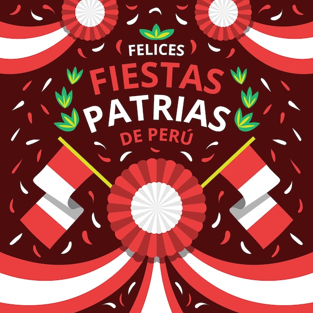 Ilustracion De Dibujos Animados Fiestas Patrias De Peru Vector Premium