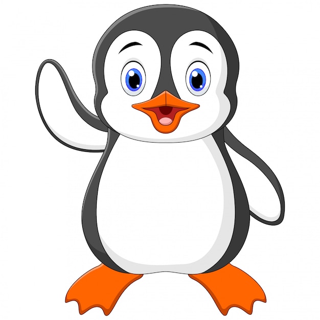 Ilustración de dibujos animados gracioso pequeño pingüino ...
