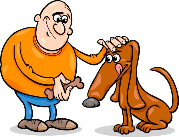 Ilustración De Dibujos Animados De Hombre Y Perro Vector Premium 5766