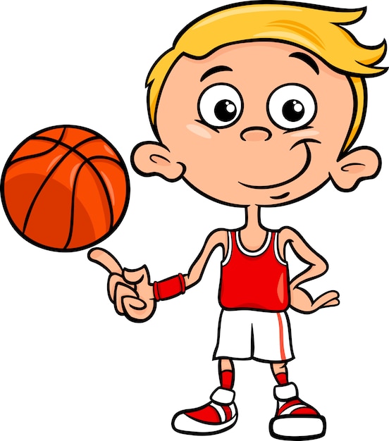 Ilustración de dibujos animados de jugador de baloncesto chico | Vector ...
