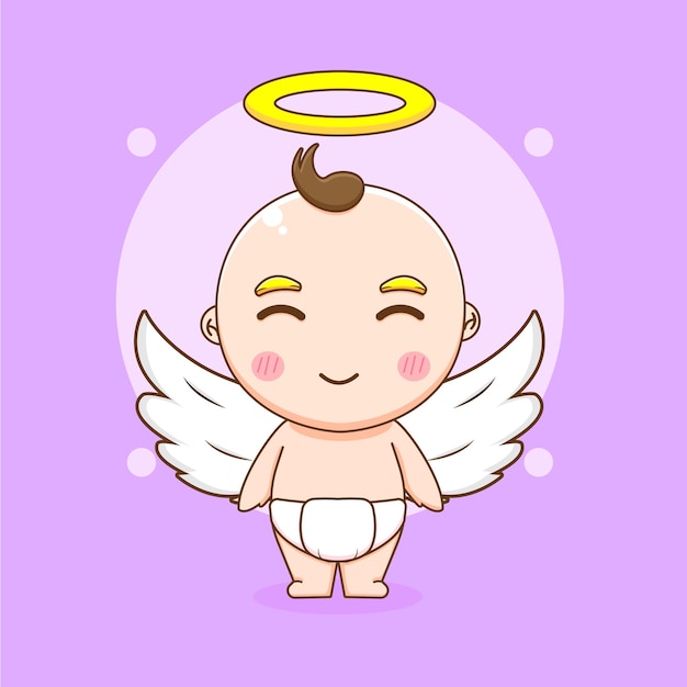 Ilustracion De Dibujos Animados Lindo Angel Bebe Nino Vector Premium