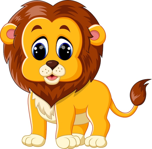 Ilustracion De Dibujos Animados De Lindo Bebe Leon Vector Premium