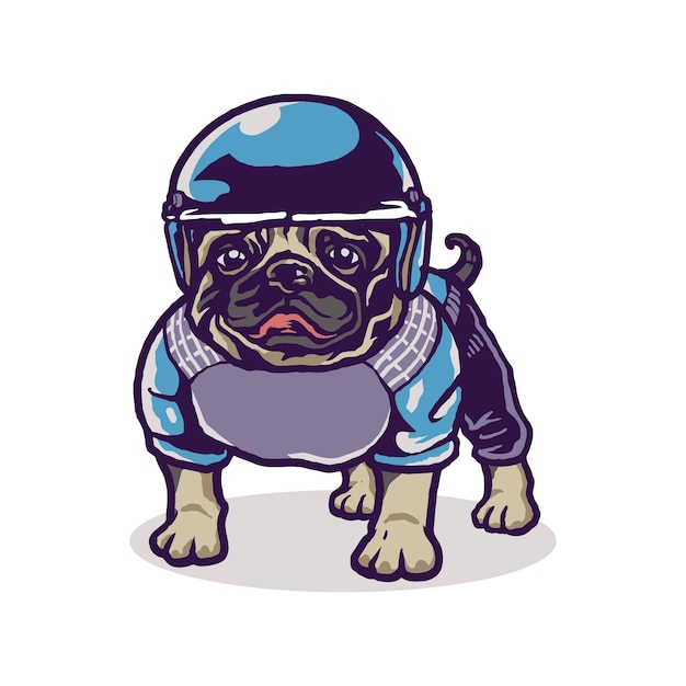 Ilustracion De Dibujos Animados Lindo Bebe Pug Deporte Vector Premium