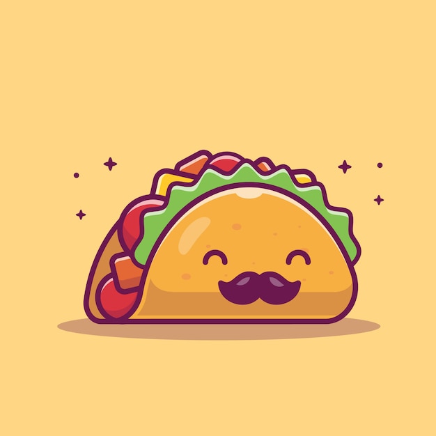 Ilustraci N De Dibujos Animados De Mascota De Taco Bigote Lindo