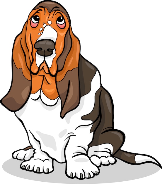 Ilustración de dibujos animados de perro basset hound | Vector Premium