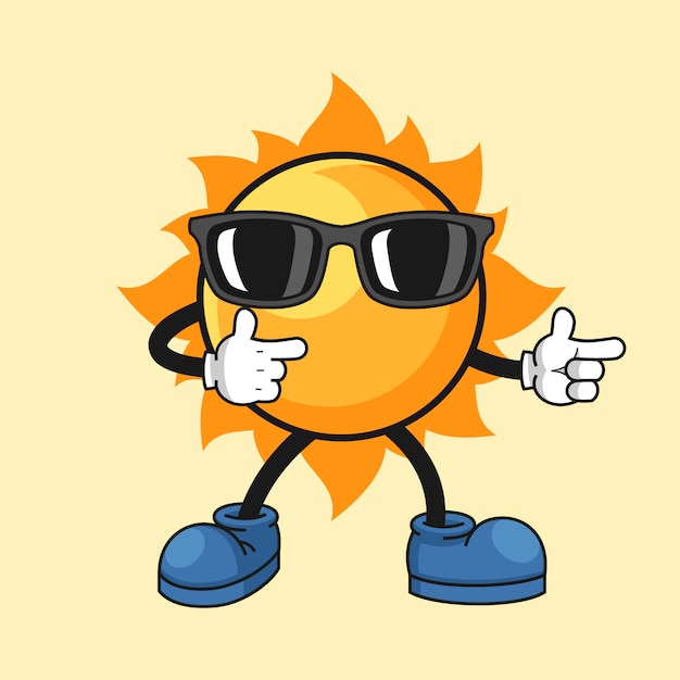 Ilustración de dibujos animados de sol con gesto genial | Vector Premium