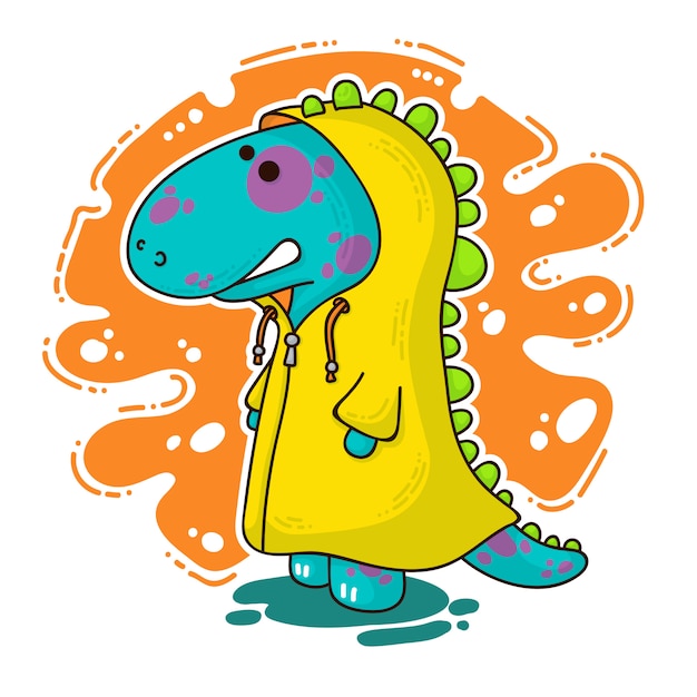 Ilustraci N De Doodle Dino Fresco Vector Premium