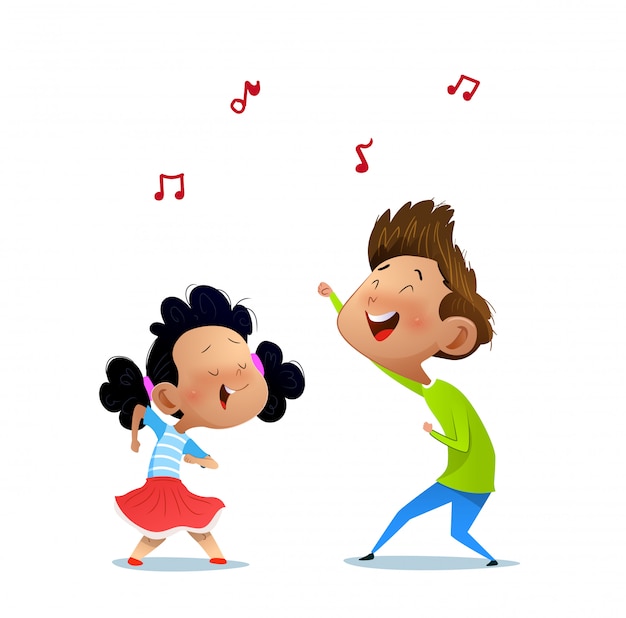 Ilustración de dos niños bailando. | Vector Premium