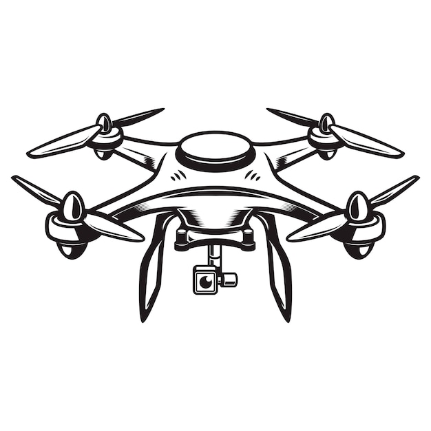 Ilustracion De Drone Sobre Fondo Blanco Icono De Quadcopter Elemento Para Logotipo Etiqueta Emblema Signo Ilustracion Vector Premium