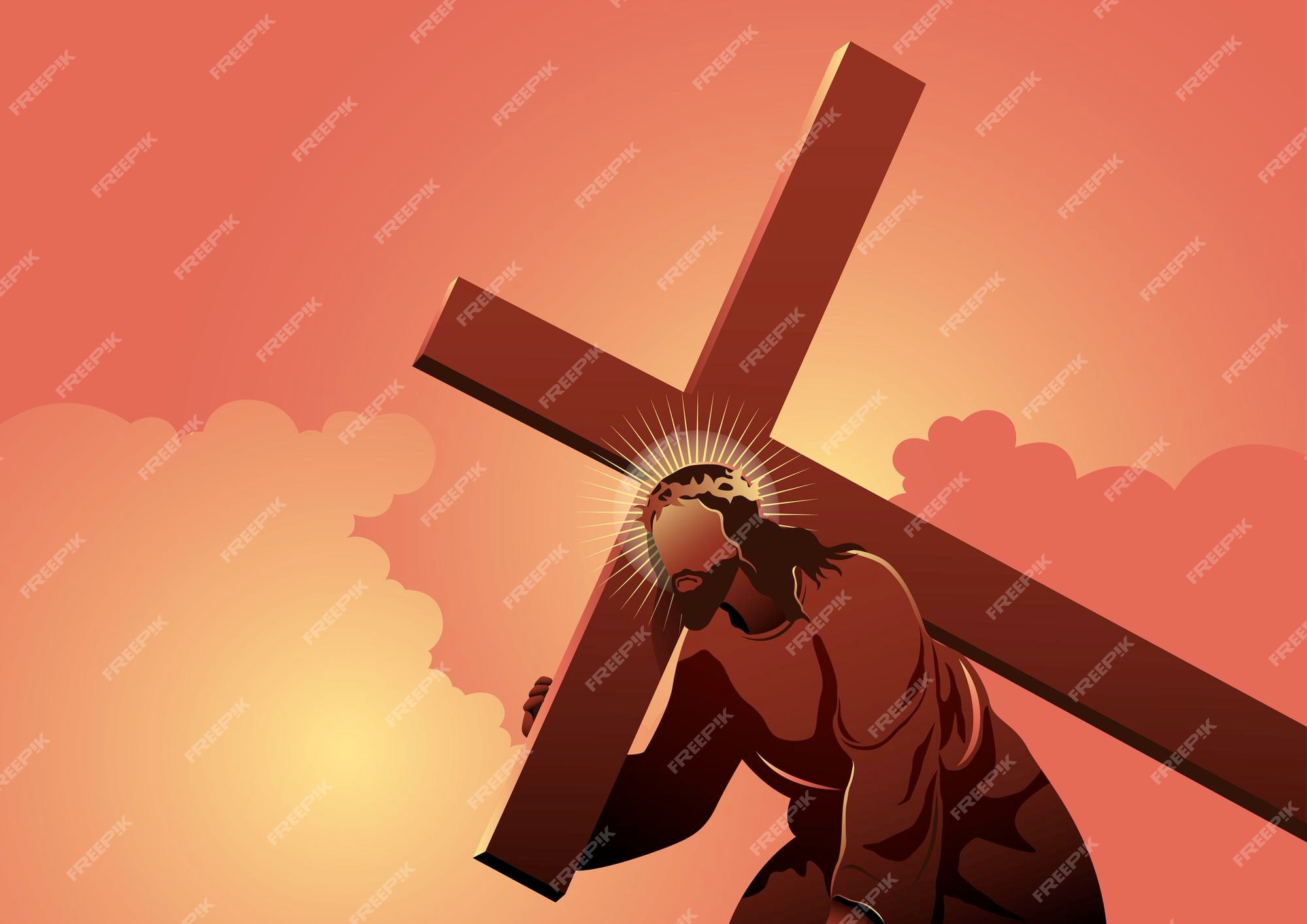 Una Ilustración De Las Estaciones De La Cruz Jesucristo Toma Su Cruz Serie Bíblica Vector 2286