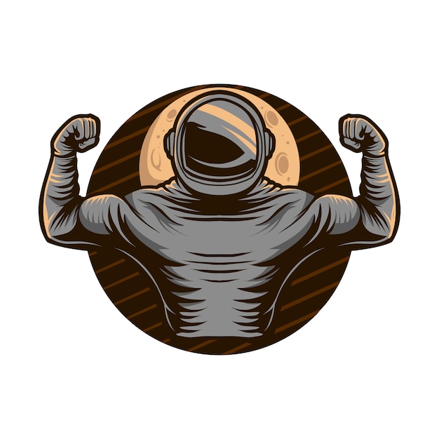 Ilustración fuerte astronauta muscular | Vector Premium