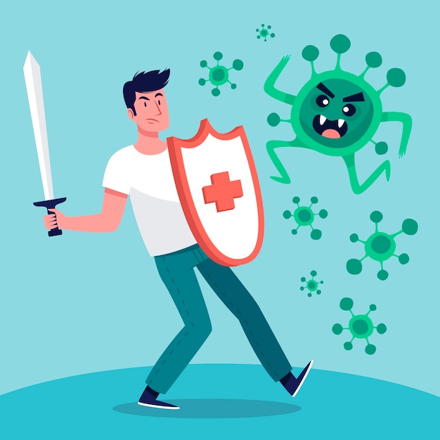 Ilustración Del Hombre Que Lucha Contra El Virus | Vector Gratis