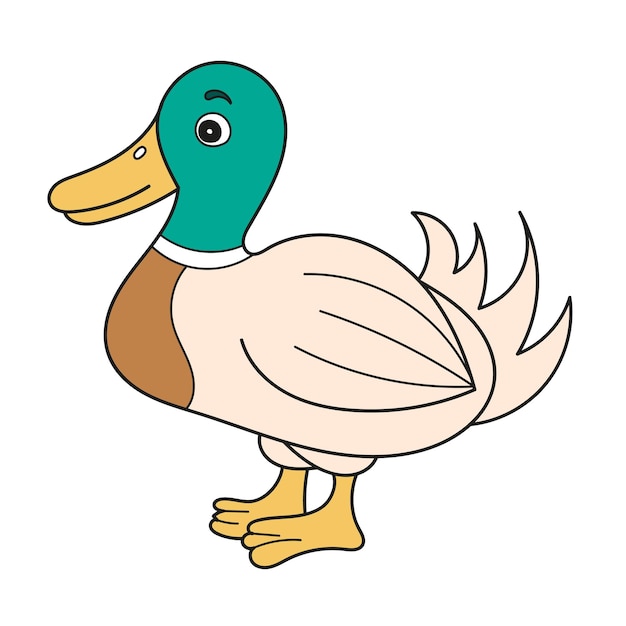 Ilustración de icono de dibujos animados simple de pato Vector Premium