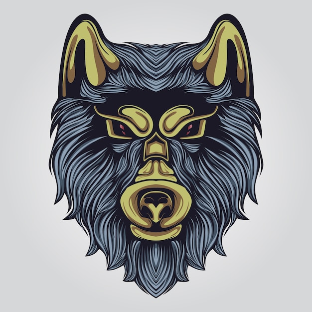 Ilustración de ilustraciones de lobo Vector Premium