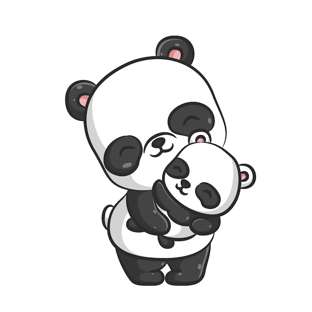 La Ilustracion De La Linda Mama Panda Acuna A Su Bebe Panda Que Duerme En Su Abrazo Vector Premium