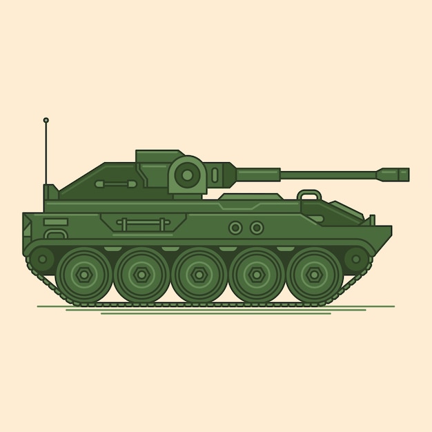 Ilustración De Línea De Tanque Militar Vector Vector Premium