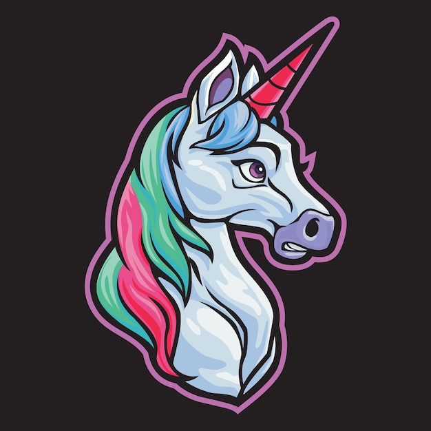 ilustración del logotipo de unicorn head esport vector premium