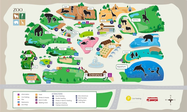 mapa de zoologico Ilustracion Del Mapa Del Parque Zoologico Vector Gratis mapa de zoologico